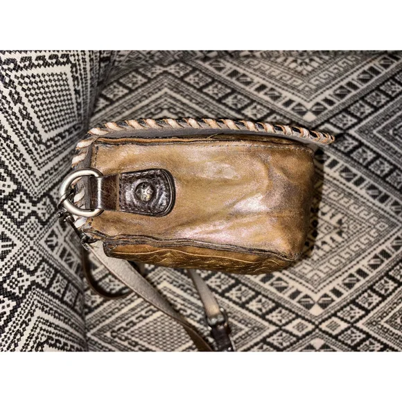 RARE Patricia Nash Boho Western Saddle Bag- Hand Tooled Floral Italian Leather